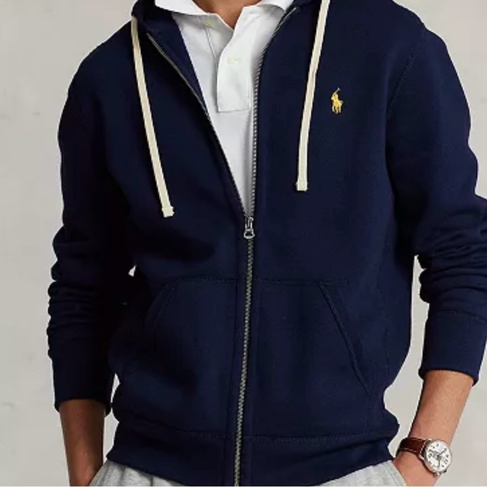 Polo by Ralph Lauren Men's Dark Blue Zip-Up Hoodie Size 3XLT pre-owned.